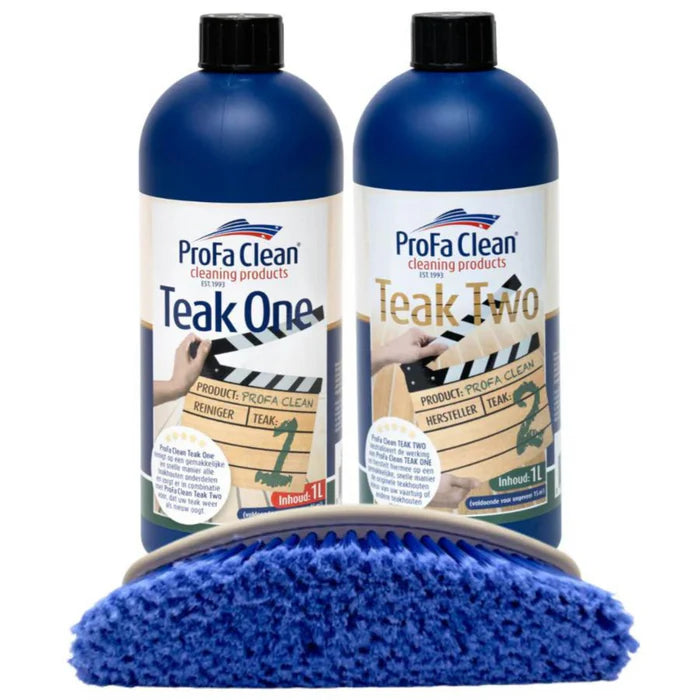 Teak-Paket – Teak 1&2 (Reiniger und Restaurator) + Unsere einzigartige Besenbürste